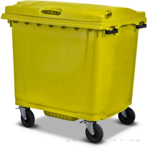 MGB1100-YY // Simpro 1100L Wheelie Bin, Yellow HDPE, with 4x 200mm castors