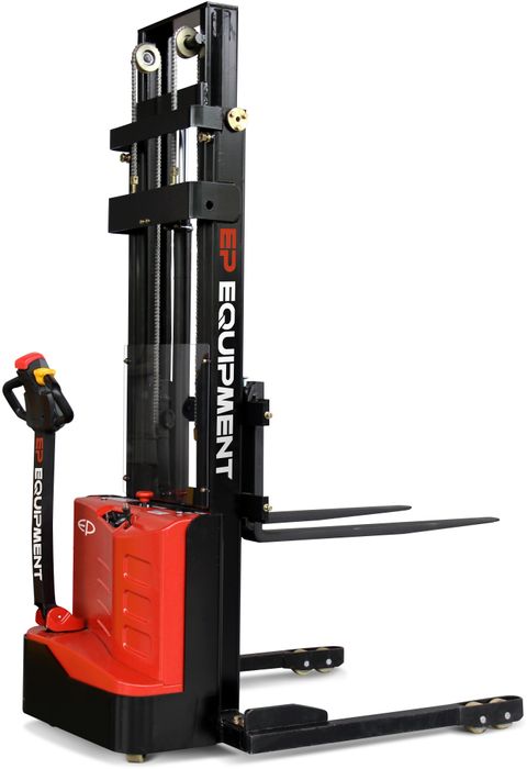 ES10-22DM-3300 // SME 1.0t straddle stacker with 2.5kWh AGM battery and 3.3m duplex mast