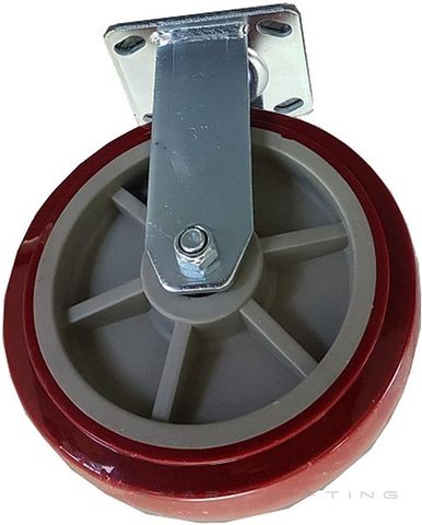 Castor, 200mm, ZP fixed unbraked, TPR wheel, 400kg capacity (HF/MD)