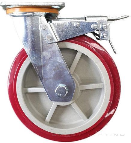 Castor, 200mm, ZP swivel braked, TPR wheel, 400kg capacity (HF/MD)