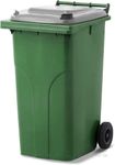 MGB240-GS // Simpro 240L Green/Silver Wheelie Bin, HDPE, with 2x 200mm outset wheels