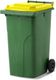 MGB240-GY // Simpro 240L Wheelie Bin, Green/Yellow HDPE, with 2x 200mm outset wheels