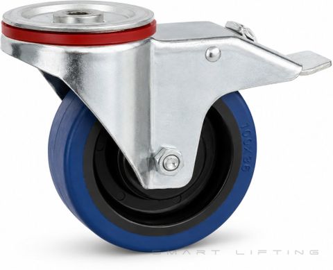 Castor, 100mm, ZP swivel braked, TPR wheel