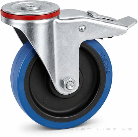 Castor, 125mm, ZP swivel braked, Resilex wheel
