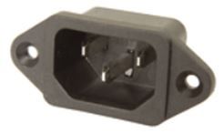 Chassis Socket, IEC C14, black plastic (QS series)