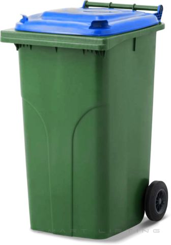 MGB240-GB // Simpro 240L Wheelie Bin, Green/Blue HDPE, with 2x 200mm outset wheels