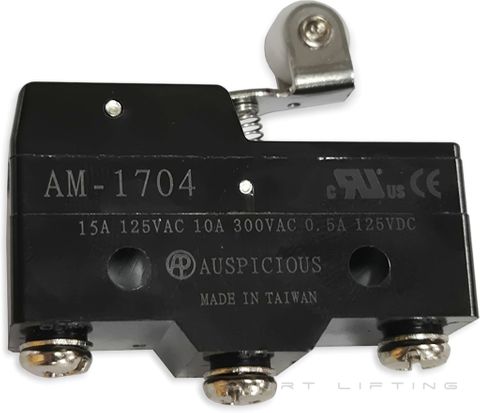 Microswitch, short arm and roller, plastic body (DM/HF/MD/UD)