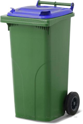 MGB120-GB // Simpro 120L Green/Blue Wheelie Bin, HDPE, with 2x 200mm outset wheels