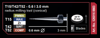 T15/T42/T52 - 0.6 | 3.0mm radius milling tool (conical)