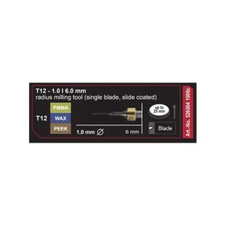 T12- 1.0 | 6.0 mm radius milling tool (single blade, slide coated)