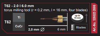 T62-2.0 | 6.0mm torus milling tool (r=0.2mm, I=16mm four blades)