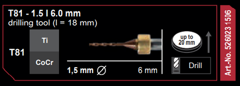 T68 - 1.5 | 6.0 mm AKA T5/|10 shaft milling long tool (I=15 mm, four blades)