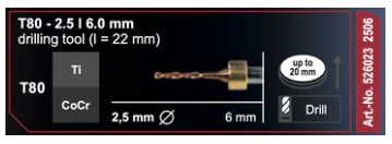 T80-2.5 | 6.0mm drilling tool (I=22mm)