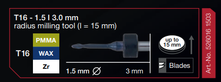 T16 - 1.5 | 3.0mm radius milling tool (Radius)