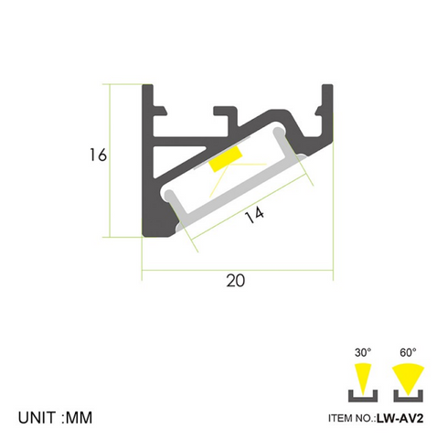 SURFACE MOUNT ANGLE PROFILE 2M