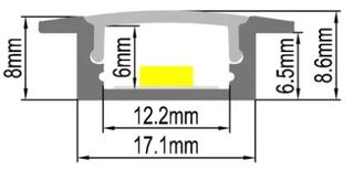 SHALLOW REBATE PRFILE 17MM X 8MM WHITE