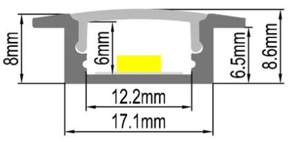 SHALLOW REBATE PRFILE 17MM X 8MM WHITE