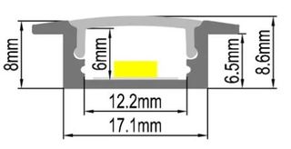 SHALLOW REBATE PROFILE 17MM X 8MM 1M BLA