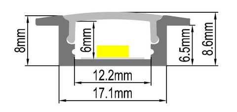 SHALLOW REBATE PROFILE 17MM X 8MM 2M