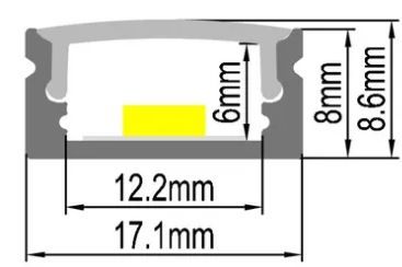 SHALLOW PROFILE 17MM X 8MM 1M BLACK