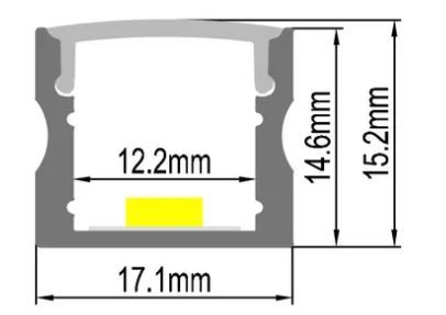 DEEP PROFILE 17MM X 15MM 2M BLACK