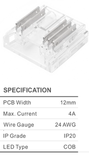 QWIK CONNECT RGBW 12MM 5PIN 4AMP STRIP TO WIRE