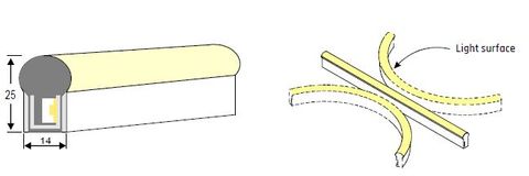 NEONFLEX 14 X 25MM DOME WW 3000K 220V