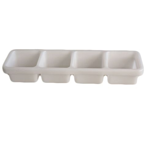 BAR CONDIMENT / GARNISH CADDY WHITE 4 COMPARTMENT
