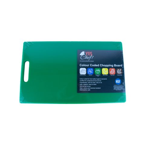 CHOPPING BOARD PE 300X450 GREEN W/HANDLE