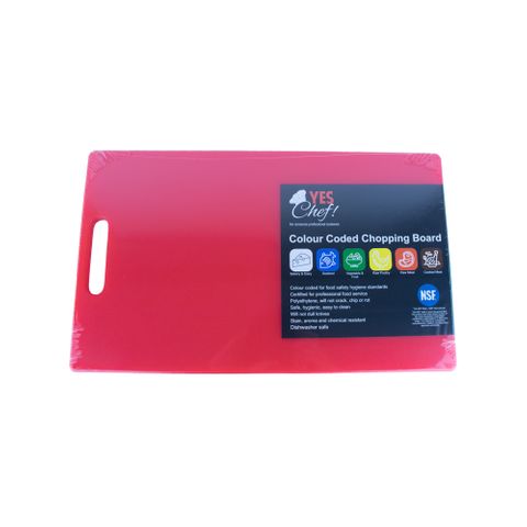 CHOPPING BOARD LG+ 450X300MM RED W/HANDLE