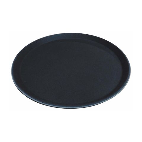 SERVING TRAY BLACK NON-SLIP- 350MM ROUND