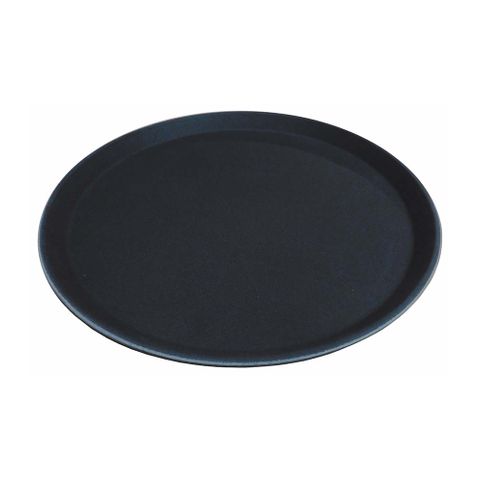 SERVING TRAY BLACK NON-SLIP- 350MM ROUND