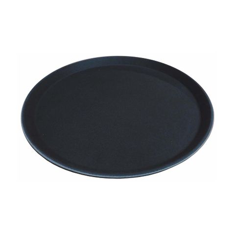 SERVING TRAY BLACK NON-SLIP- 400MM ROUND