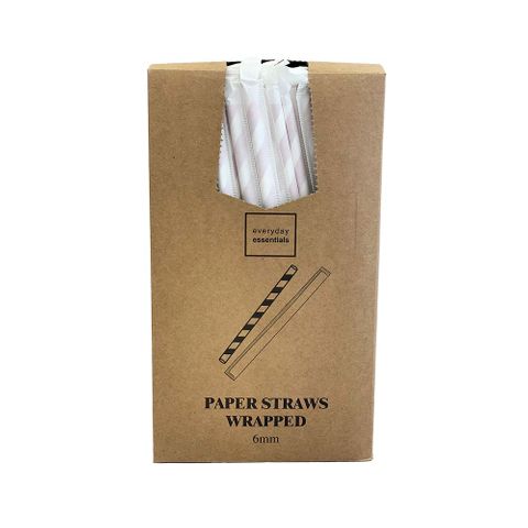 PAPER STRAWS 6X197 WRAPPED- RED & WH CTN
