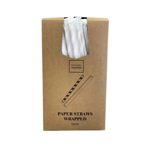 PAPER STRAWS 6X197 WRAPPED- RED & WH CTN - 20 X 250 STRAWS