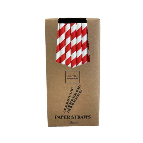 PAPER STRAWS 10 X 197MM - RED/WHITE CTN