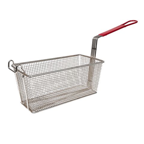 RECTANGLE FRYER BASKET 335X165X150MM RED HANDLE