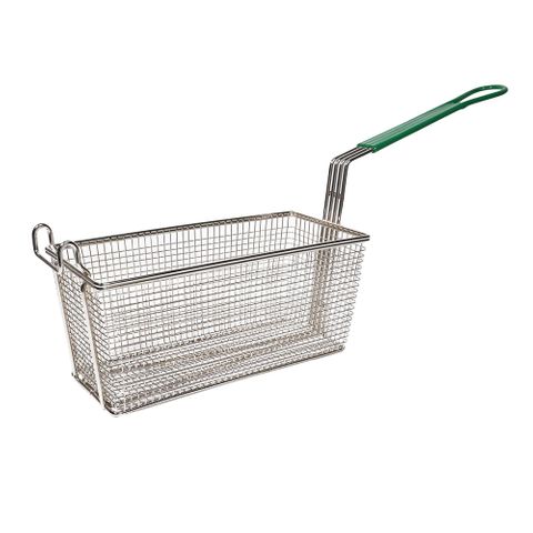 RECTANGLE FRYER BASKET 320X150X140MM GREEN HANDLE