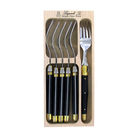 Laguiole Fork Set 6 Brass Bolsters