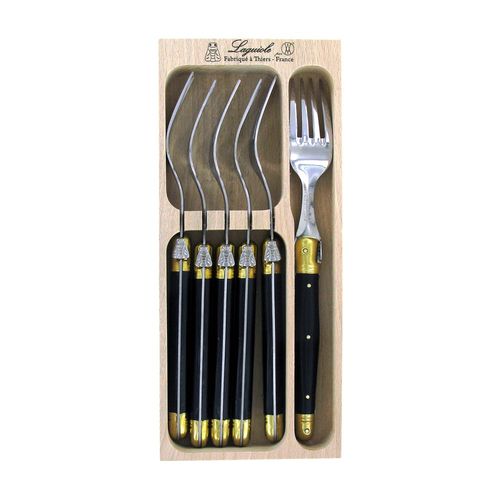 Laguiole Fork Set 6 Brass Bolsters