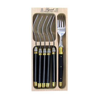 Laguiole Fork Set 6 Brass Bolsters