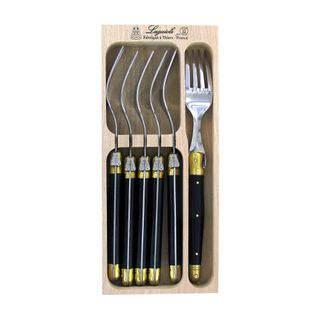 Laguiole Fork Set 6 Brass Bolsters