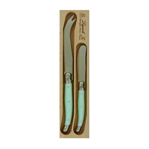 Verdier Cheese Knife/spreader 2pc Pl Grn