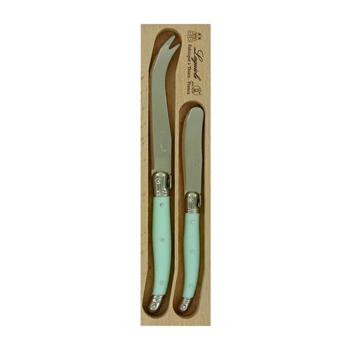 Verdier Cheese Knife/spreader 2pc Pl Grn