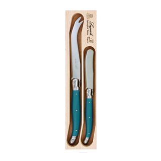 Laguiole Cheese Knife/spreader 2pc Teal