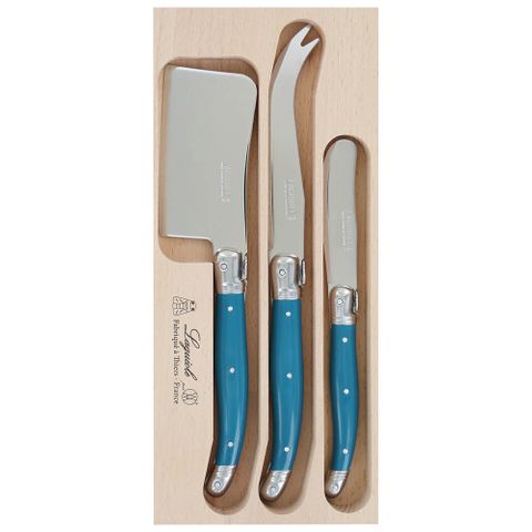 Laguiole 3 Pc Cheese W B/k Teal
