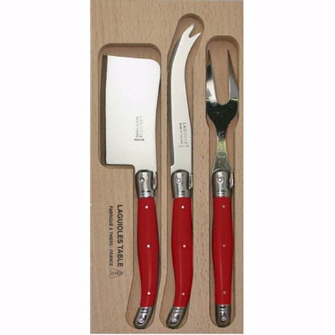 Laguiole Cheese Set Bright Red 3pc