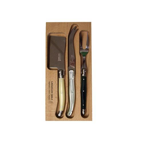 Laguiole Cheese Set Ivory/ss/black 3pc