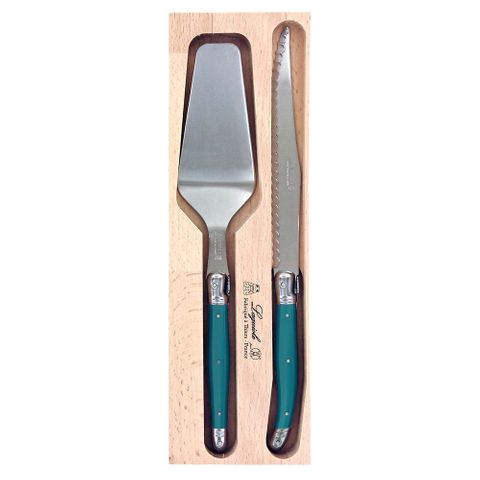 Laguiole Cake Slice Server Set Teal
