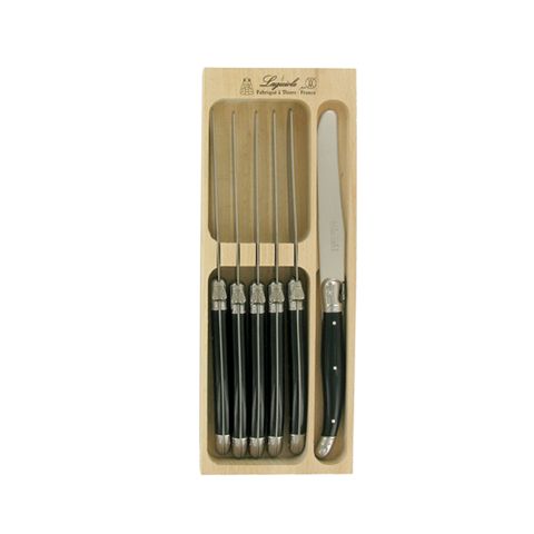 Laguiole Table Knife Set 6 Black